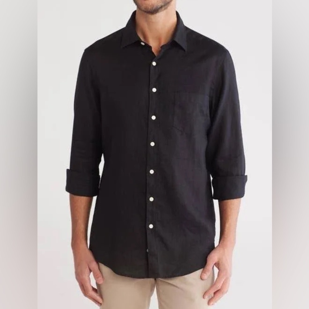 Rodd & Gunn Willowbank Sports Fit 100% Linen Black Button-Up Shirt